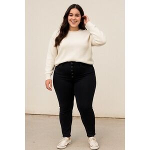 Old Navy Rockstar Super Skinny Jeans Womens 18 Tall Black Button Fly Stretch